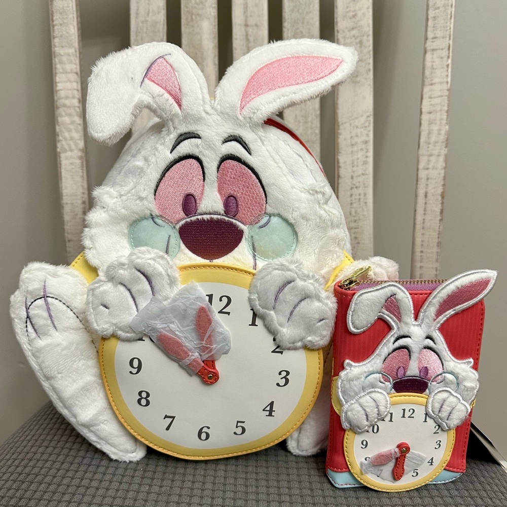 Loungefly Disney Alice In Wonderland White Rabbit Mini Backpack & Wallet